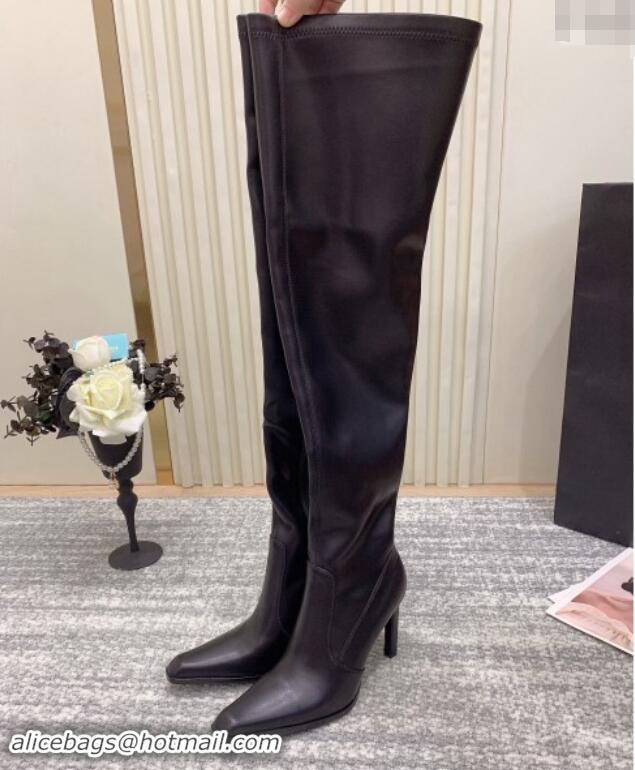 Grade Quality Saint Laurent Stretch PU Over-the-knee High Boots 010011