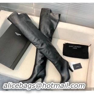 Hot Style Saint Laurent Betty Over-the-knee High Boots 9.5cm in Calfskin Black 010006