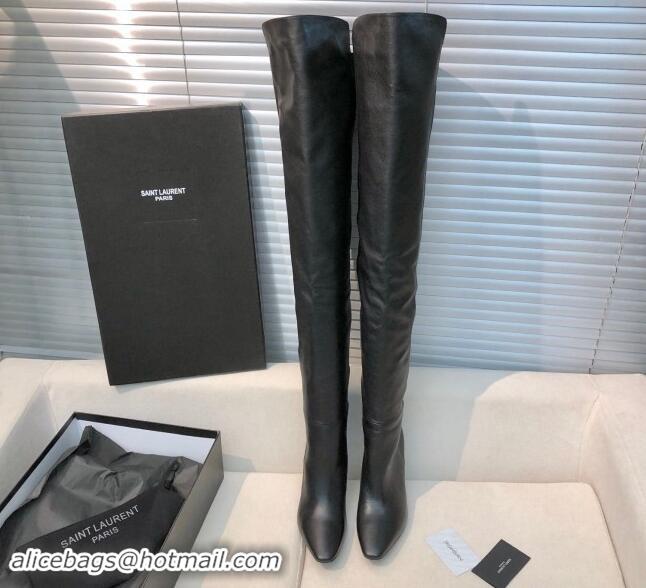 Hot Style Saint Laurent Betty Over-the-knee High Boots 9.5cm in Calfskin Black 010006