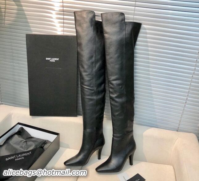 Hot Style Saint Laurent Betty Over-the-knee High Boots 9.5cm in Calfskin Black 010006