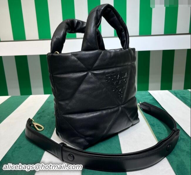 Low Cost Prada Padded Nappa Leather Tote Bag 1BG434 Black 2023