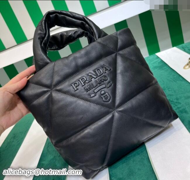 Low Cost Prada Padded Nappa Leather Tote Bag 1BG434 Black 2023