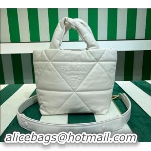 Top Design Prada Padded Nappa Leather Tote Bag 1BG434 White 2023