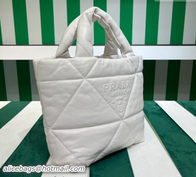 Top Design Prada Padded Nappa Leather Tote Bag 1BG434 White 2023