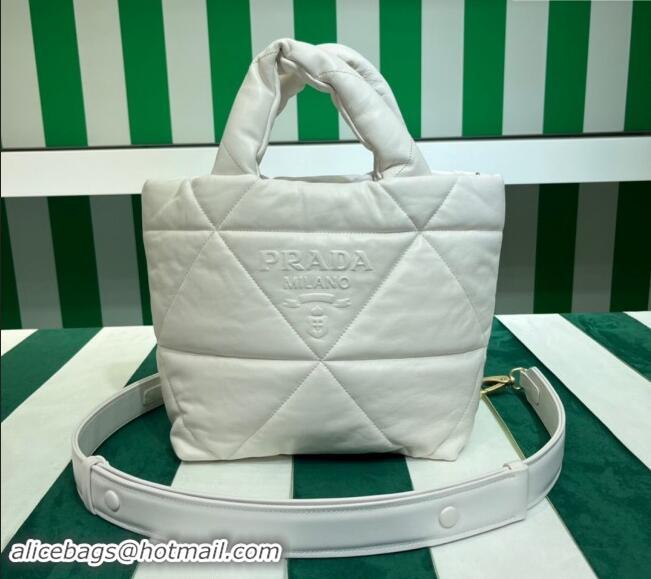 Top Design Prada Padded Nappa Leather Tote Bag 1BG434 White 2023