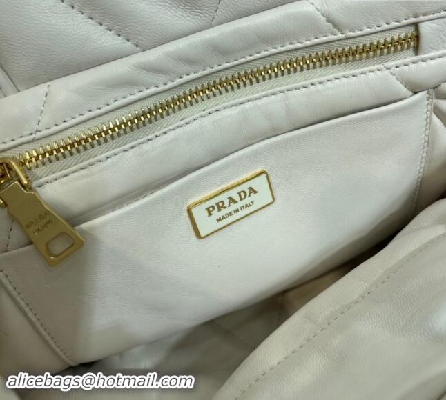 Top Design Prada Padded Nappa Leather Tote Bag 1BG434 White 2023