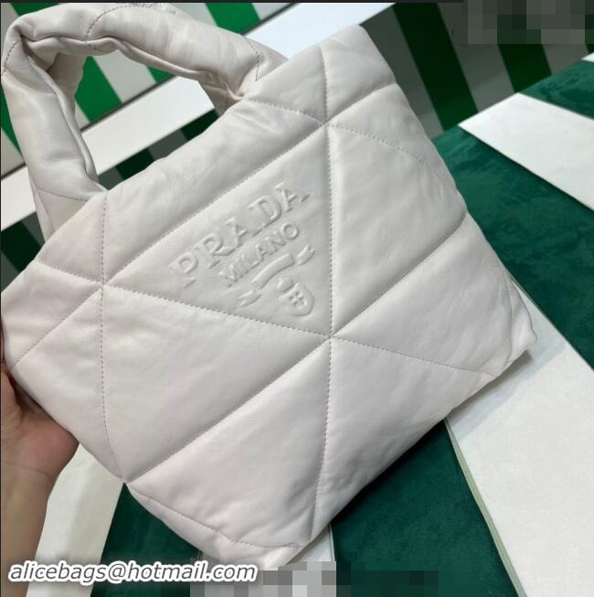 Top Design Prada Padded Nappa Leather Tote Bag 1BG434 White 2023