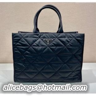 Well Crafted Prada Mens Quilted Re-Nylon Tote bag 2VG096 Black 2023