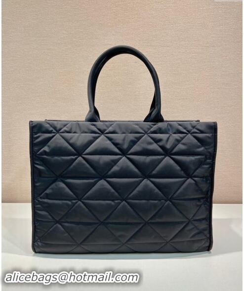 Well Crafted Prada Mens Quilted Re-Nylon Tote bag 2VG096 Black 2023