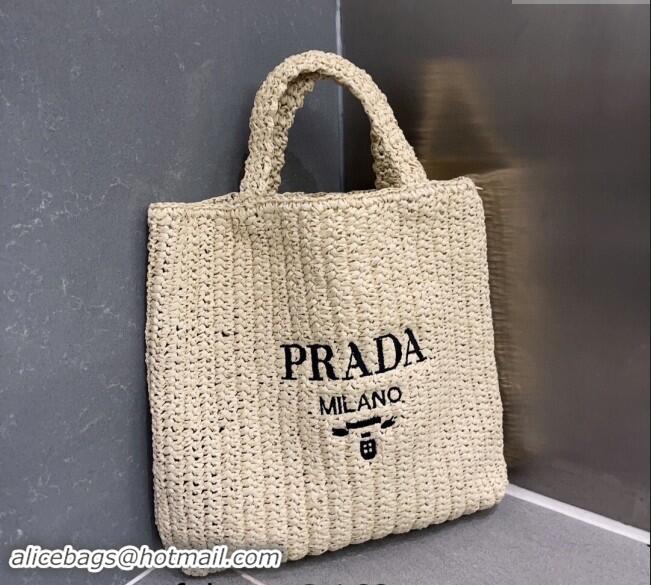 Buy Fashionable Prada Large Straw Tote bag 1BG423 Beige 2023