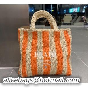 Reasonable Price Prada Large Straw Tote bag 1BG423 Beige/Orange 2023