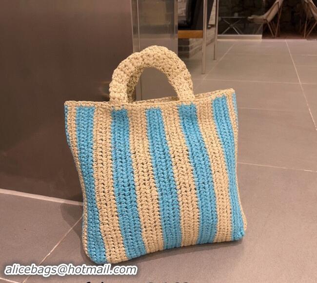 Buy Discount Prada Large Straw Tote bag 1BG423 Beige/Blue 2023