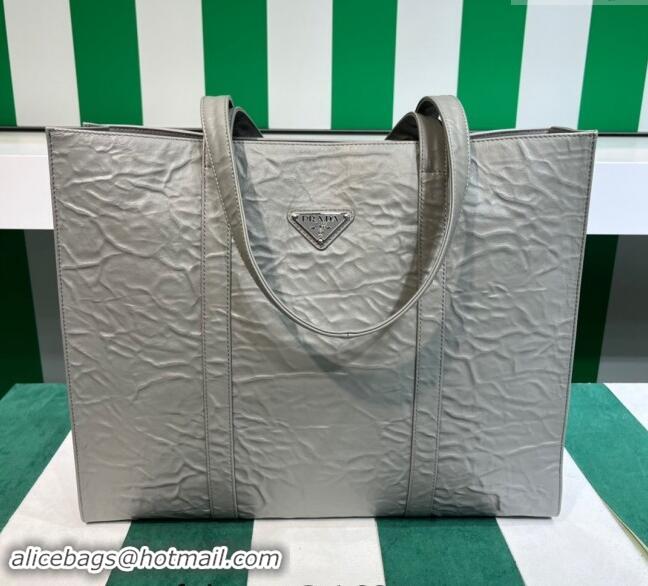 Super Quality Prada Large Antique Nappa Leather Tote Bag 1BG460 Slate Grey 2023