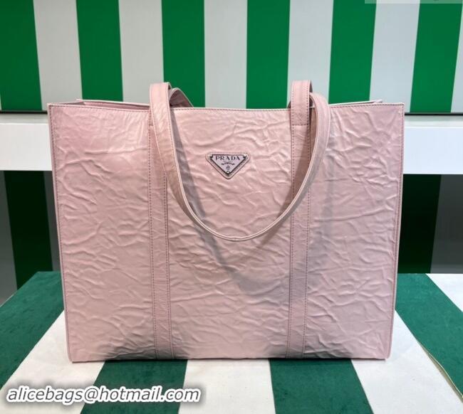 Top Grade Prada Large Antique Nappa Leather Tote Bag 1BG460 Alabaster Pink 2023