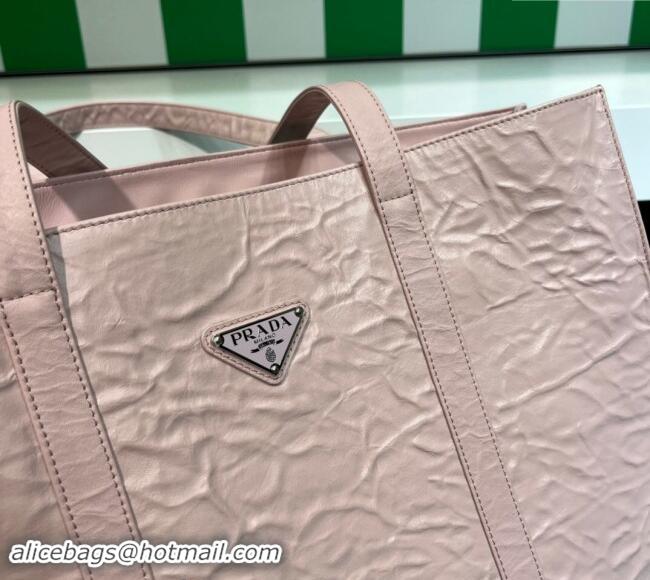 Top Grade Prada Large Antique Nappa Leather Tote Bag 1BG460 Alabaster Pink 2023