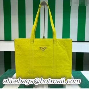 Top Design Prada Large Antique Nappa Leather Tote Bag 1BG460 Yellow 2023