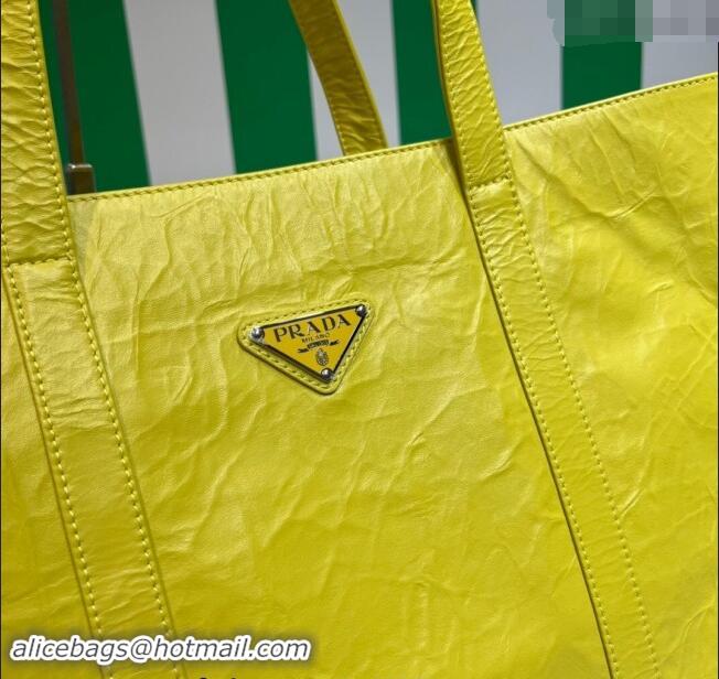 Top Design Prada Large Antique Nappa Leather Tote Bag 1BG460 Yellow 2023