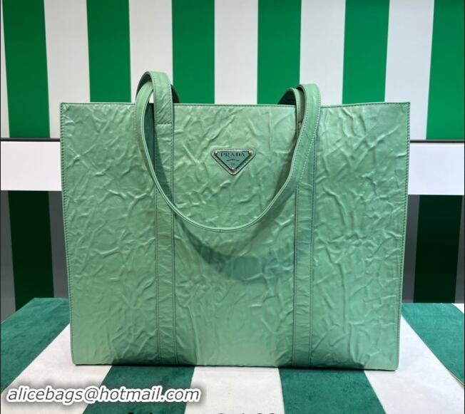 Grade Design Prada Large Antique Nappa Leather Tote Bag 1BG460 Sage Green 2023