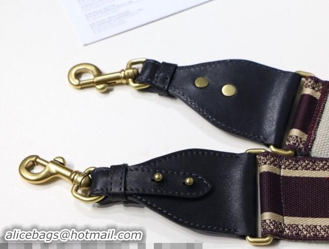 Top Quality Dior 'Christian Dior' Embroidered Strap D8442 Burgundy/Beige