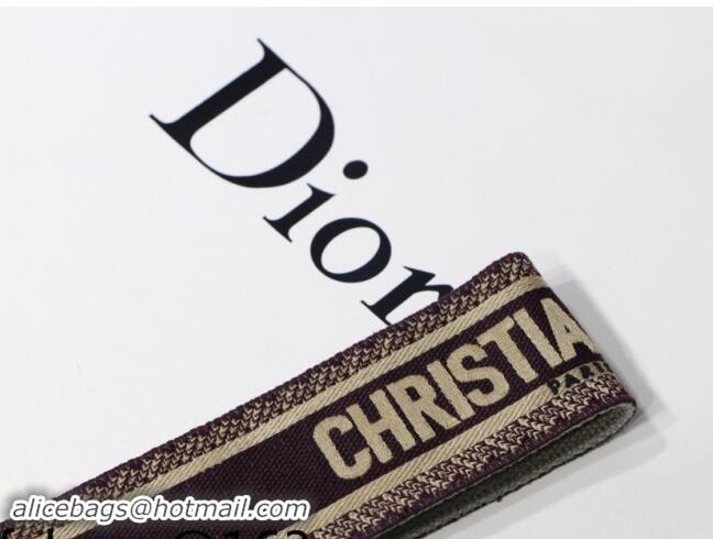 Top Quality Dior 'Christian Dior' Embroidered Strap D8442 Burgundy/Beige