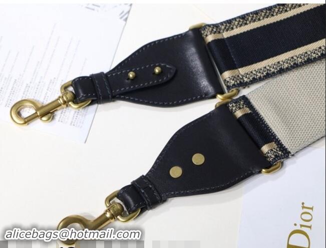 Super Quality Dior Christian Dior Embroidered Strap D8442 Black/Beige