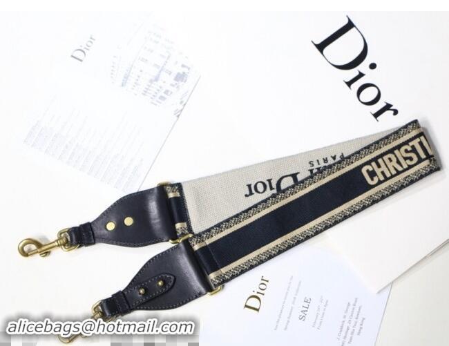 Super Quality Dior Christian Dior Embroidered Strap D8442 Black/Beige