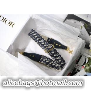 Top Design Dior Oblique Embroidered Strap D8442 Blue/Beige