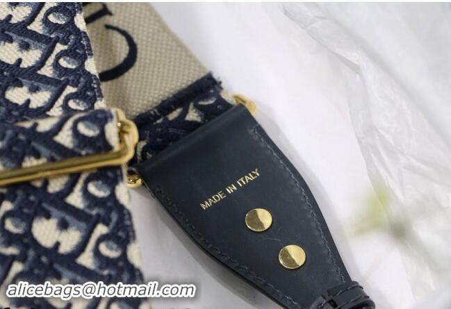 Top Design Dior Oblique Embroidered Strap D8442 Blue/Beige