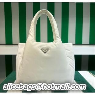 Well Crafted Prada Large padded Re-Nylon tote bag 1BG449 White 2023