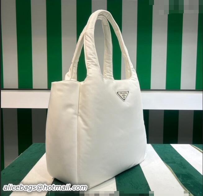 Well Crafted Prada Large padded Re-Nylon tote bag 1BG449 White 2023