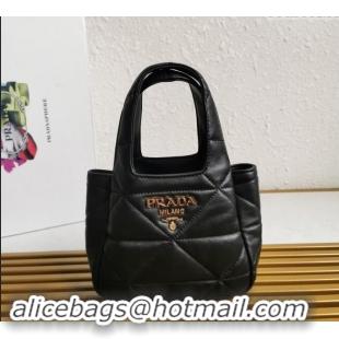 Top Grade Prada Small nappa-leather tote bag with topstitching 1BG451 Black 2023