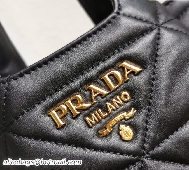 Top Grade Prada Small nappa-leather tote bag with topstitching 1BG451 Black 2023