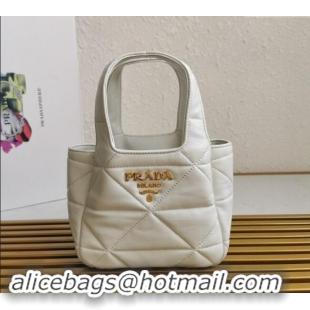 Buy Discount Prada Small nappa-leather tote bag with topstitching 1BG451 White 2023