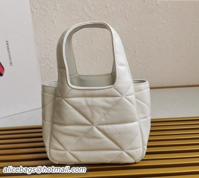 Buy Discount Prada Small nappa-leather tote bag with topstitching 1BG451 White 2023