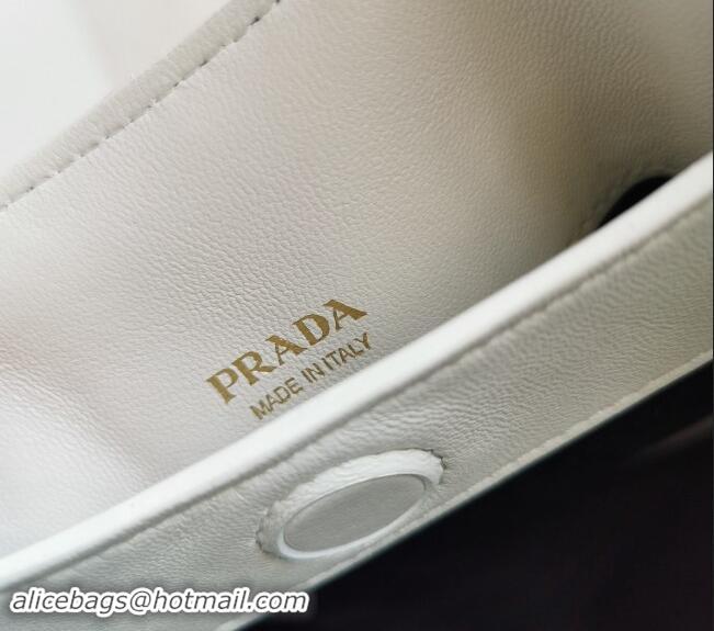 Buy Discount Prada Small nappa-leather tote bag with topstitching 1BG451 White 2023