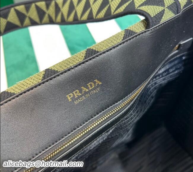 Well Crafted Prada Symbole tote bag in embroidered fabric 2VG106 Black/Ivy Green 2023