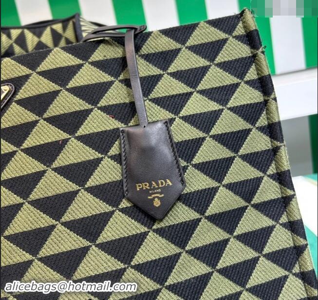 Well Crafted Prada Symbole tote bag in embroidered fabric 2VG106 Black/Ivy Green 2023