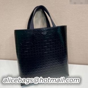 Super Quality Prada Mens Quilted Brushed leather tote bag with water bottle 2VG113 Black 2023