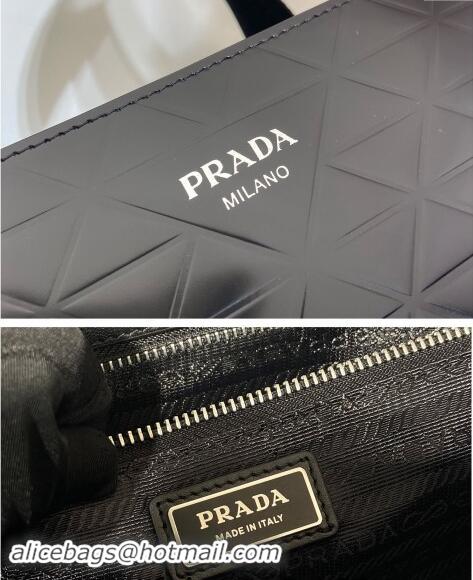 Super Quality Prada Mens Quilted Brushed leather tote bag with water bottle 2VG113 Black 2023