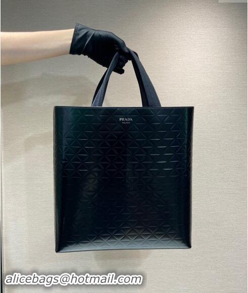 Super Quality Prada Mens Quilted Brushed leather tote bag with water bottle 2VG113 Black 2023