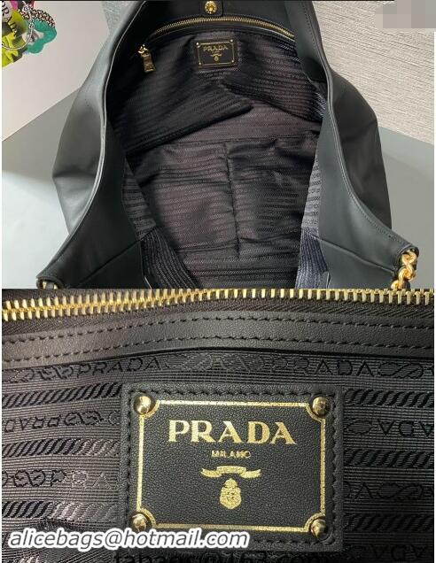 Traditional Discount Prada Calfskin Tote Bag with Chain 1BA638 Black 2023