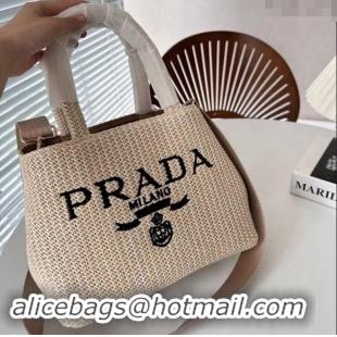 Grade Design Prada Small Straw Tote bag 0820 Beige/Black 2024