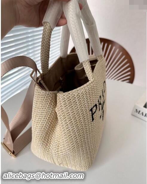 Grade Design Prada Small Straw Tote bag 0820 Beige/Black 2024