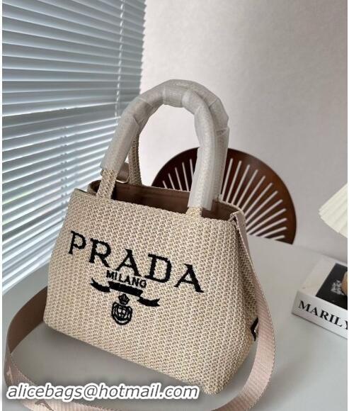 Grade Design Prada Small Straw Tote bag 0820 Beige/Black 2024