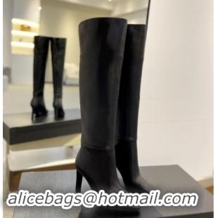 Grade Quality Saint Laurent Calfskin Leather Over-the-knee High Boots 9.5cm Black 1010015