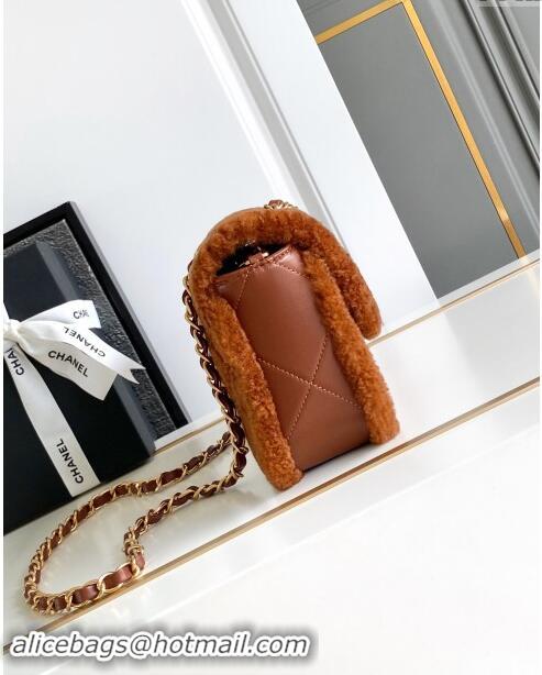 Super Quality Chanel Shearling Lambskin Flap Bag AS5149 Brown 2024