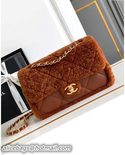 Super Quality Chanel Shearling Lambskin Flap Bag AS5149 Brown 2024