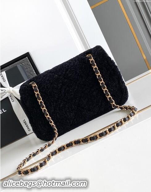 Big Discount Chanel Shearling Lambskin Flap Bag AS5149 Black 2024