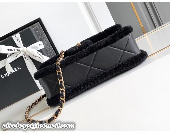 Big Discount Chanel Shearling Lambskin Flap Bag AS5149 Black 2024