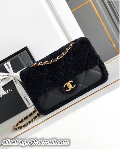 Big Discount Chanel Shearling Lambskin Flap Bag AS5149 Black 2024